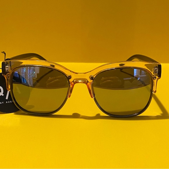 Quay Australia Accessories - Quay Australia - Bronx Half-Rimmed Sunglasses in Coffee with Silver Mirr…